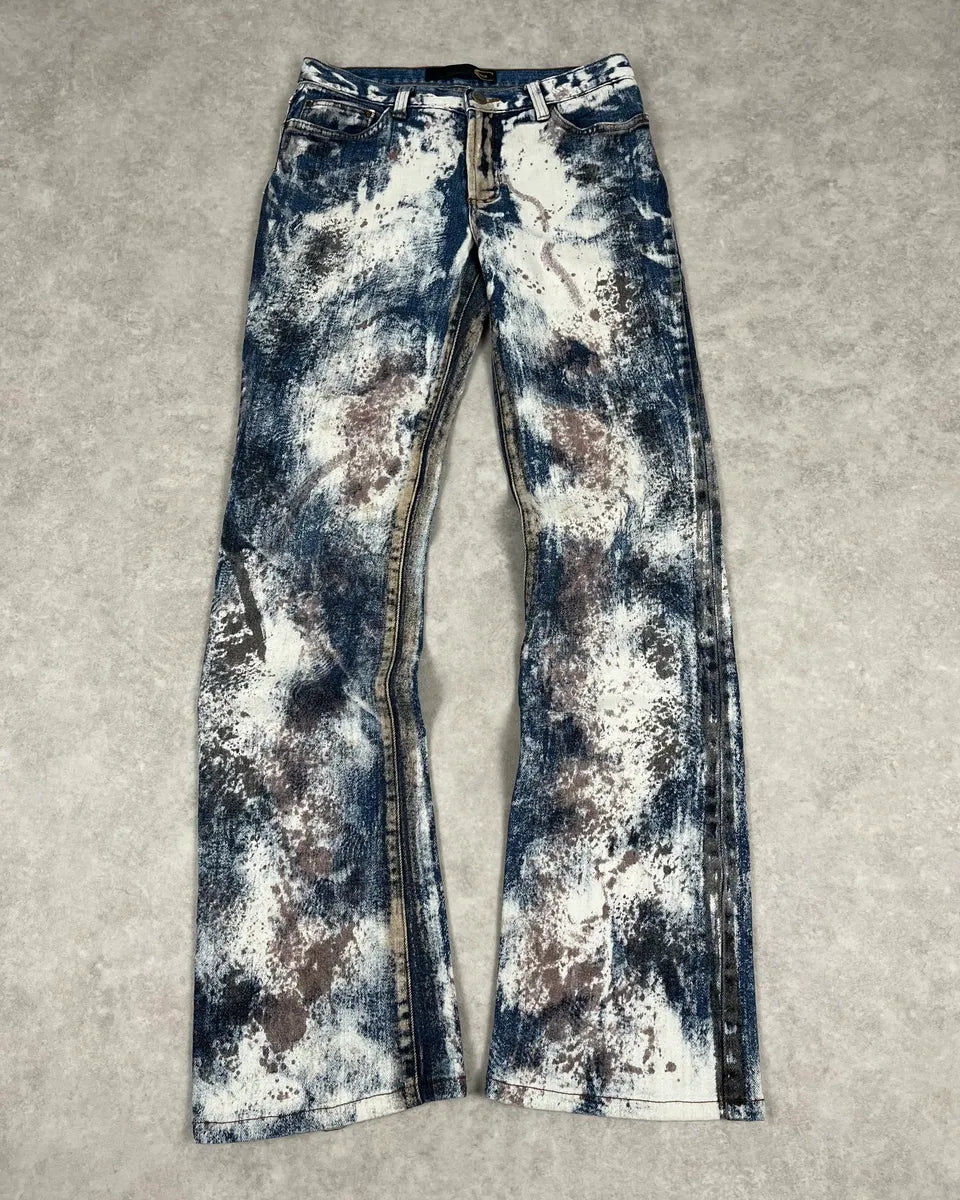 2000s Cavalli Blue World Eroded Denim Jeans JWAWqxZ 0