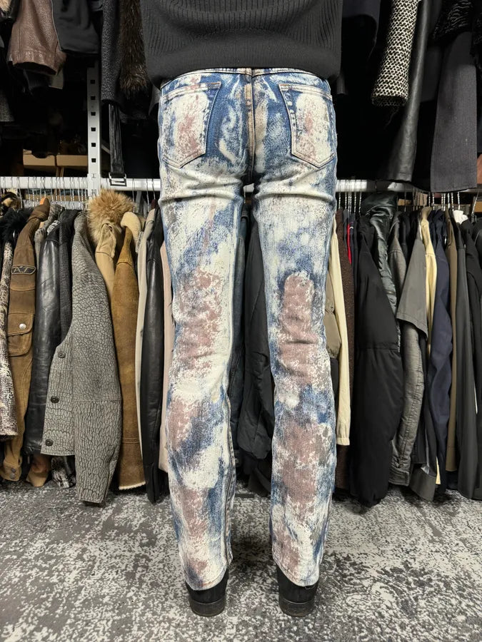 2000s Cavalli Blue World Eroded Denim Jeans JWAWqxZ 3