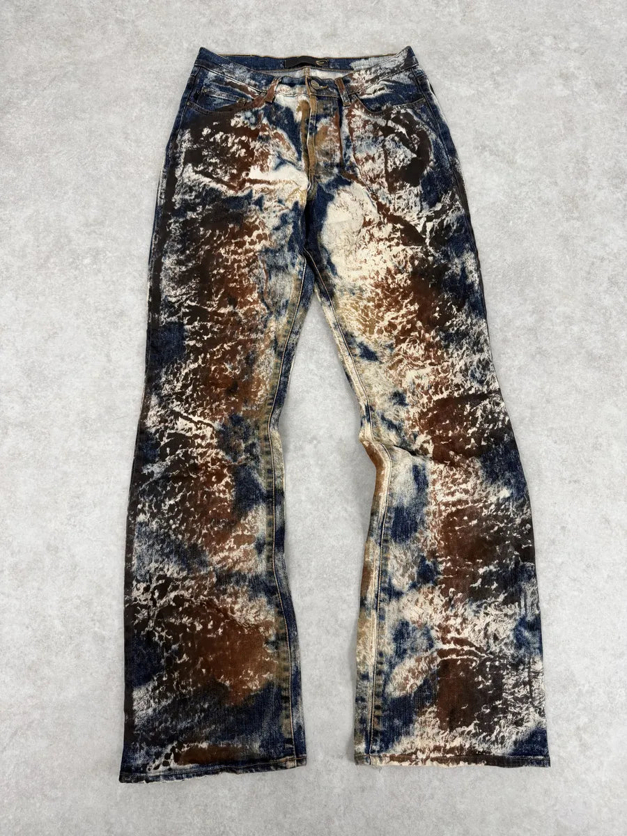 2000s Cavalli Blue World Eroded Denim Jeans XqjGsON 0