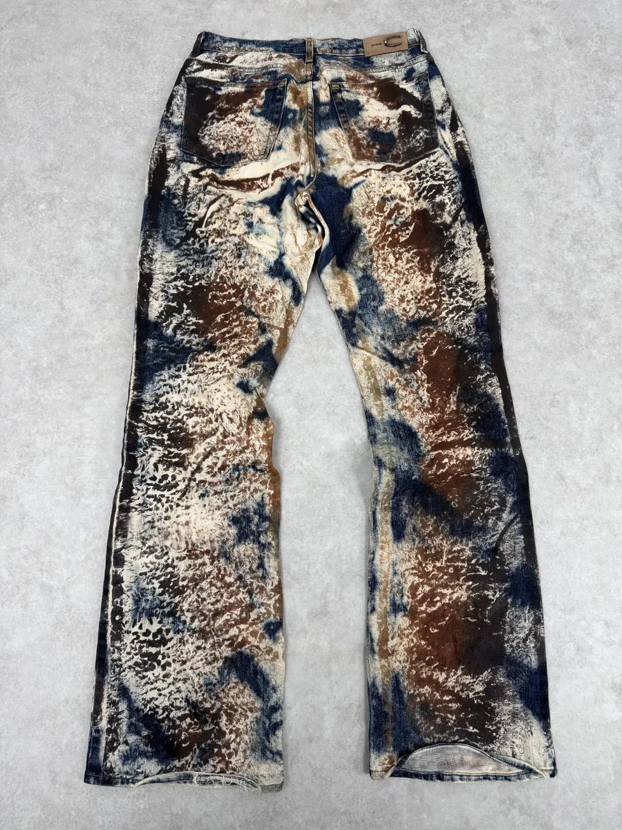 2000s Cavalli Blue World Eroded Denim Jeans XqjGsON 1