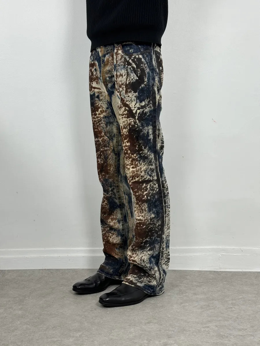 2000s Cavalli Blue World Eroded Denim Jeans XqjGsON 3