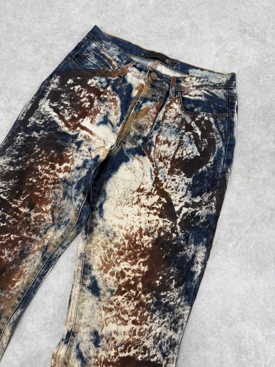 2000s Cavalli Blue World Eroded Denim Jeans XqjGsON 6