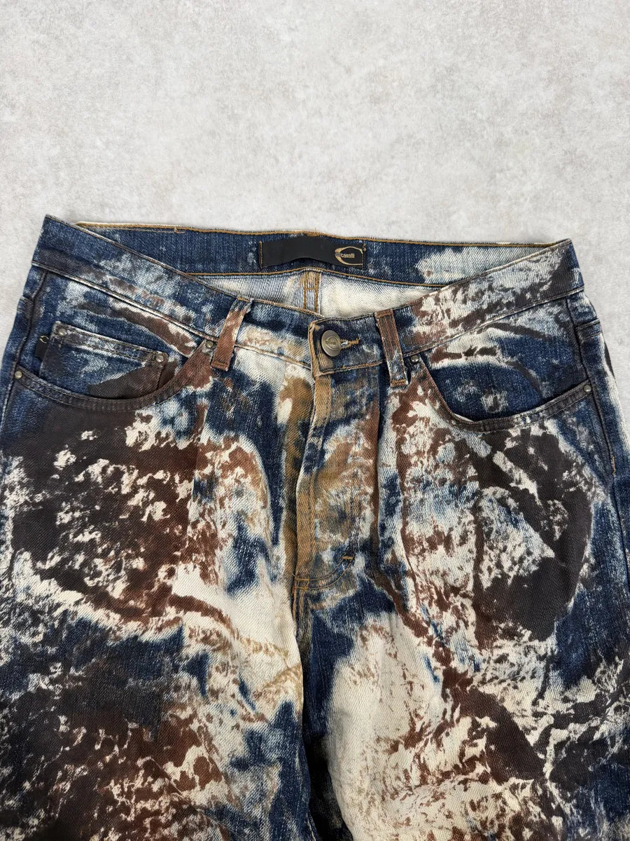 2000s Cavalli Blue World Eroded Denim Jeans XqjGsON 7