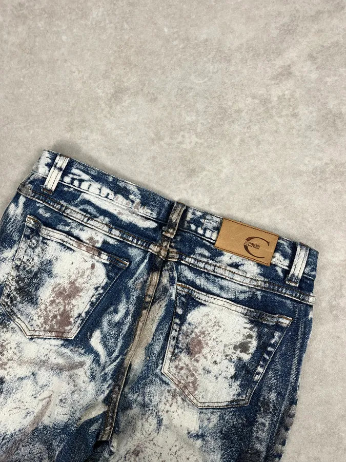 2000s Cavalli Blue World Eroded Denim Jeans JWAWqxZ 7