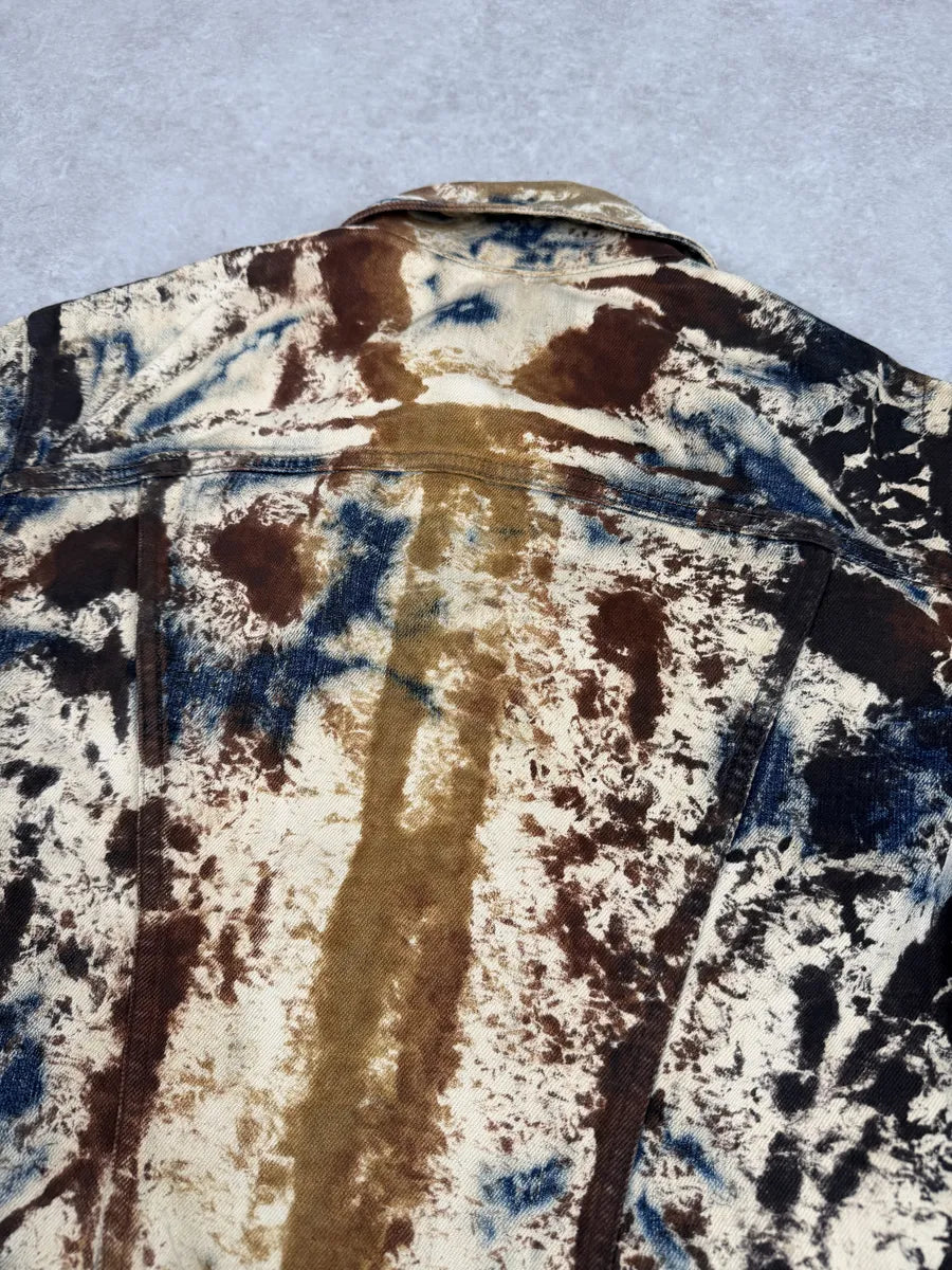 2000s Cavalli Blue World Rust Eroded Denim Jacket wcisrUH 6