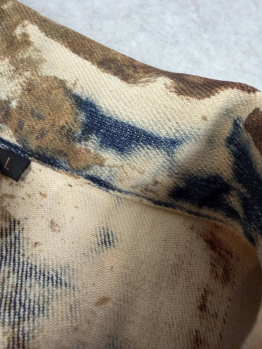 2000s Cavalli Blue World Rust Eroded Denim Jacket wcisrUH 8
