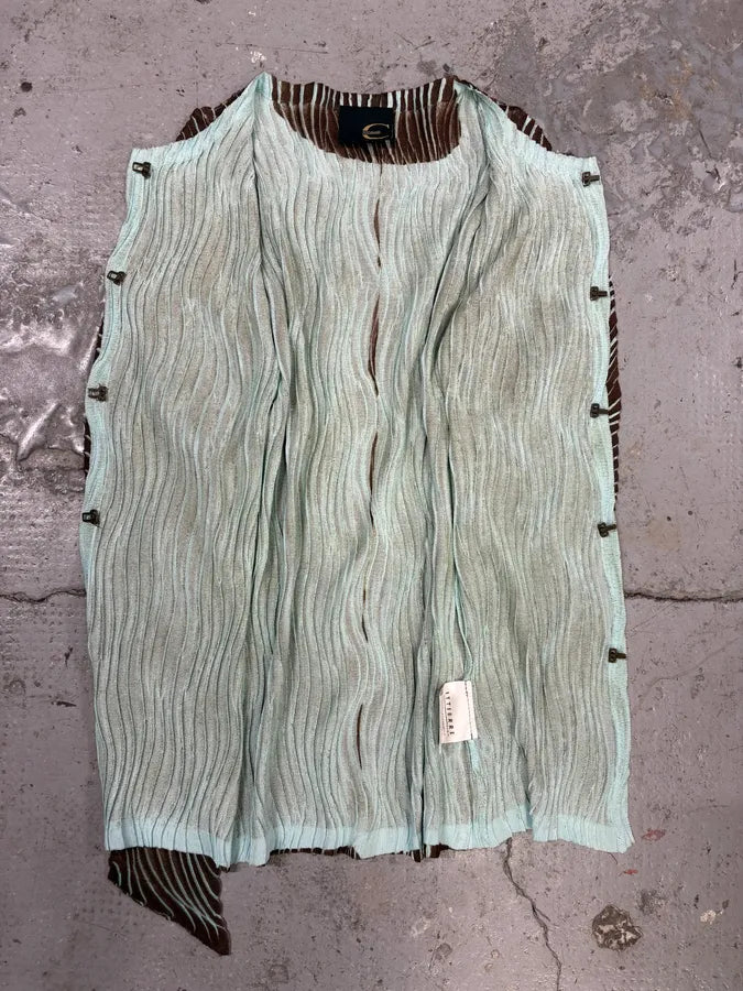 2000s Cavalli Blue Zebra Contemporary Cardigan (S) oMPsuJM 4