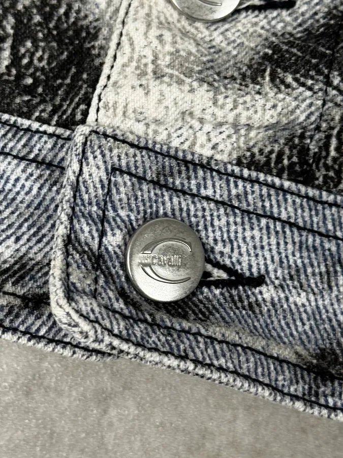 SS2002 Cavalli Blue & White Zebra Savage Denim Jacket fNRlNXg 9