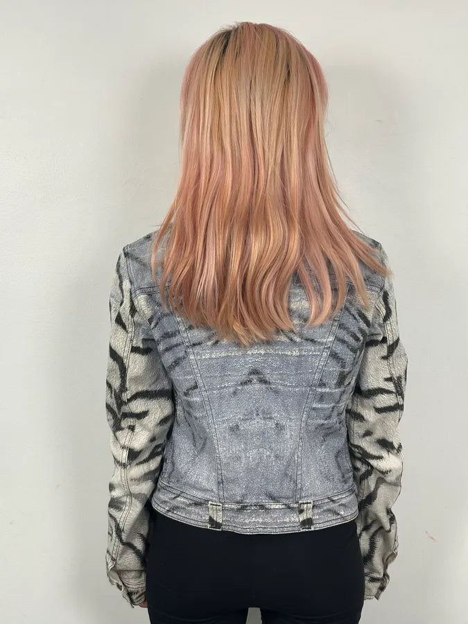 SS2002 Cavalli Blue & White Zebra Savage Denim Jacket fNRlNXg 2