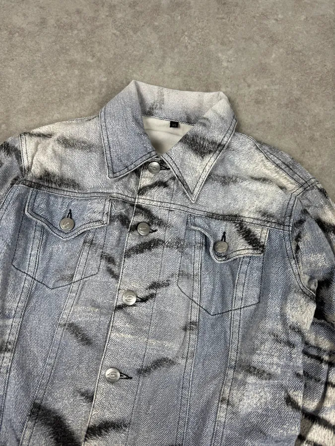 SS2002 Cavalli Blue & White Zebra Savage Denim Jacket fNRlNXg 4