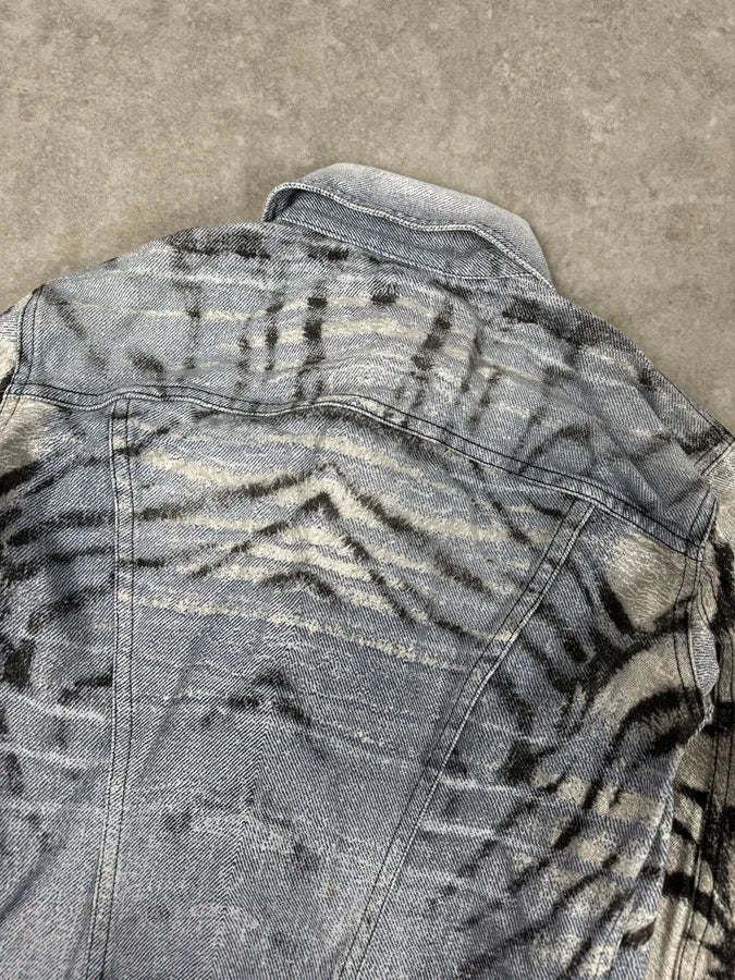 SS2002 Cavalli Blue & White Zebra Savage Denim Jacket fNRlNXg 5