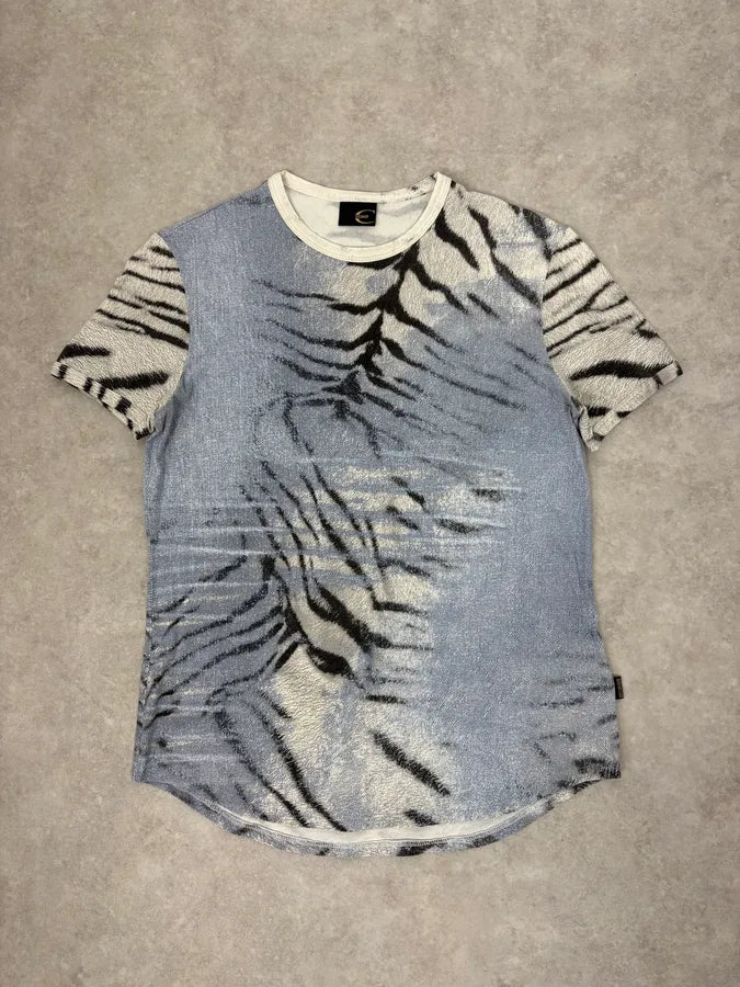 2000s Cavalli Blue Zebra T-Shirt  jYzzvGd 0