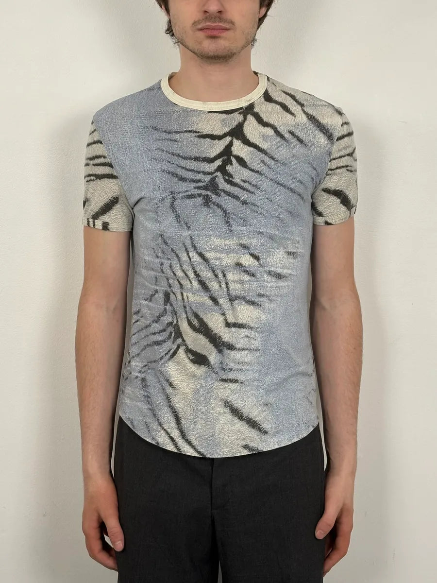 2000s Cavalli Blue Zebra T-Shirt  jYzzvGd 1