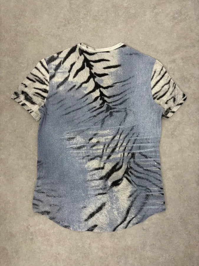 2000s Cavalli Blue Zebra T-Shirt  jYzzvGd 5