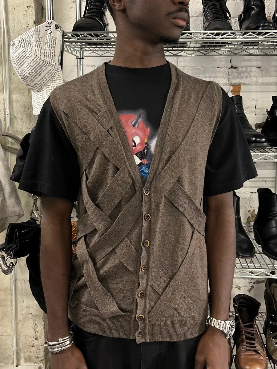 2000s Cavalli Bondage Brown Cardigan Vest Sweater yFQxdWV 1