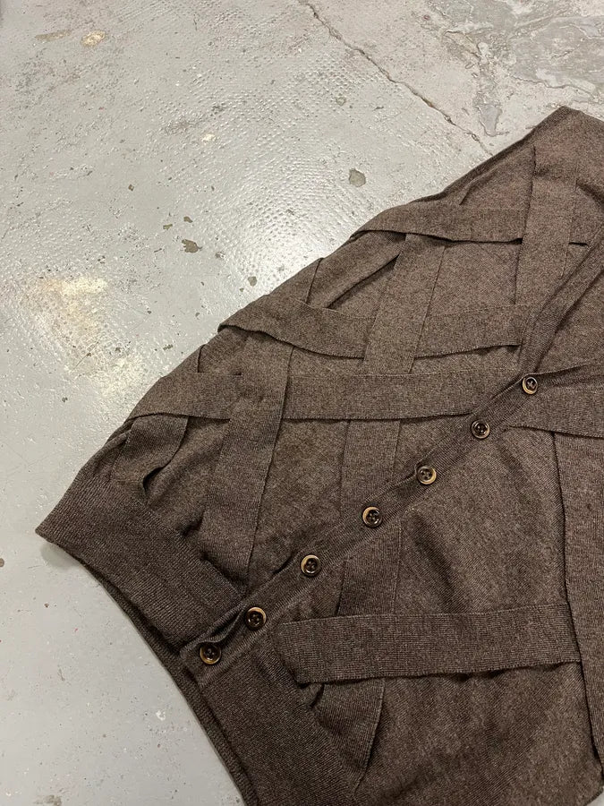 2000s Cavalli Bondage Brown Cardigan Vest Sweater yFQxdWV 3