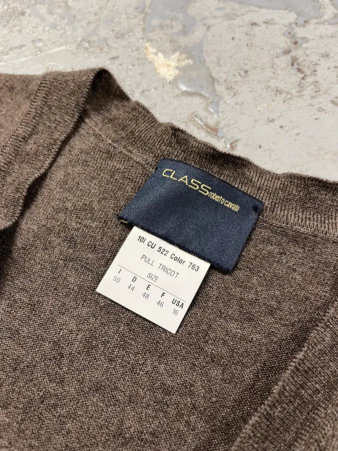 2000s Cavalli Bondage Brown Cardigan Vest Sweater yFQxdWV 7