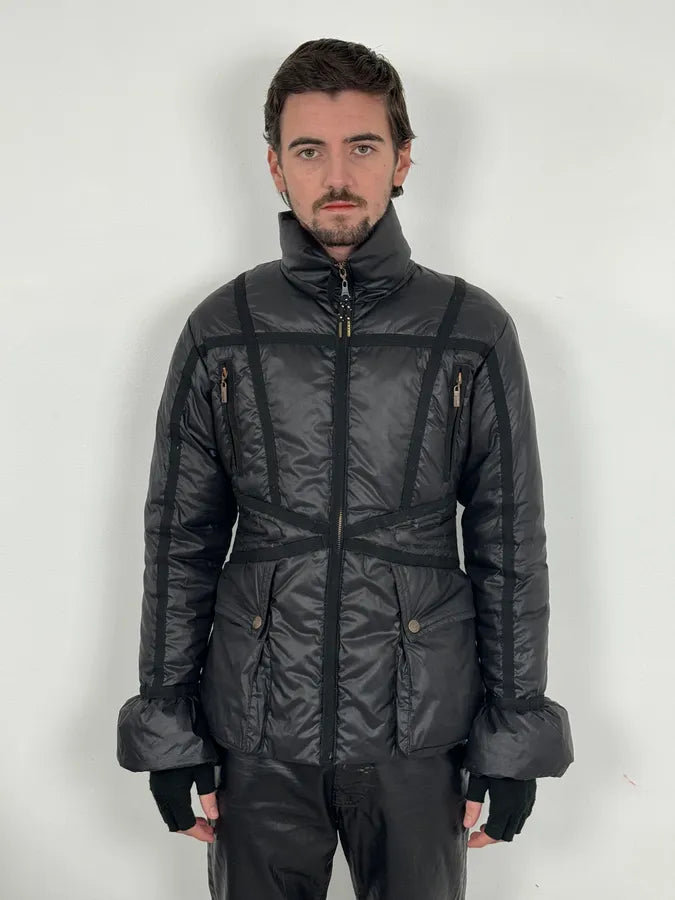 2000s Cavalli Bondage Harness Black Puffer Jacket DpGejoZ 1