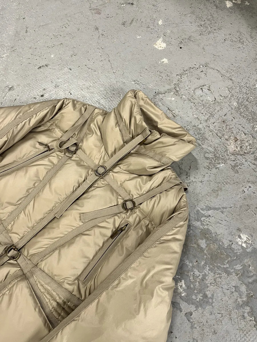 2000s Cavalli Bondage Strapped Beige Puffer Jacket (M) PNUXUbw 2