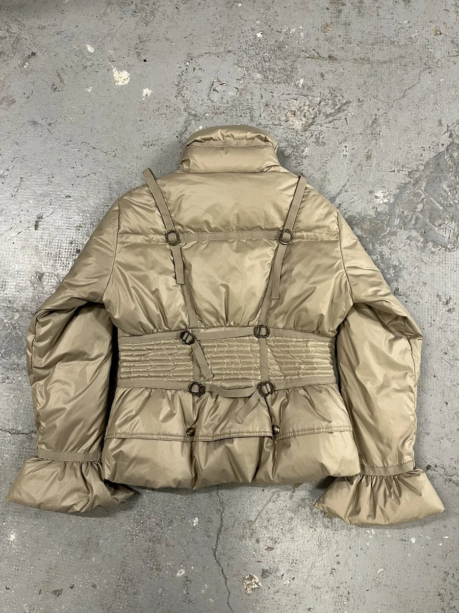 2000s Cavalli Bondage Strapped Beige Puffer Jacket (M) PNUXUbw 3