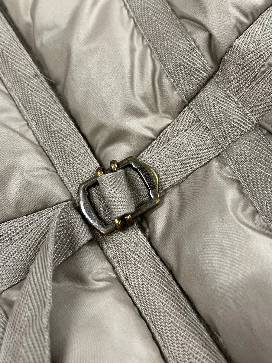 2000s Cavalli Bondage Strapped Beige Puffer Jacket (M) PNUXUbw 7