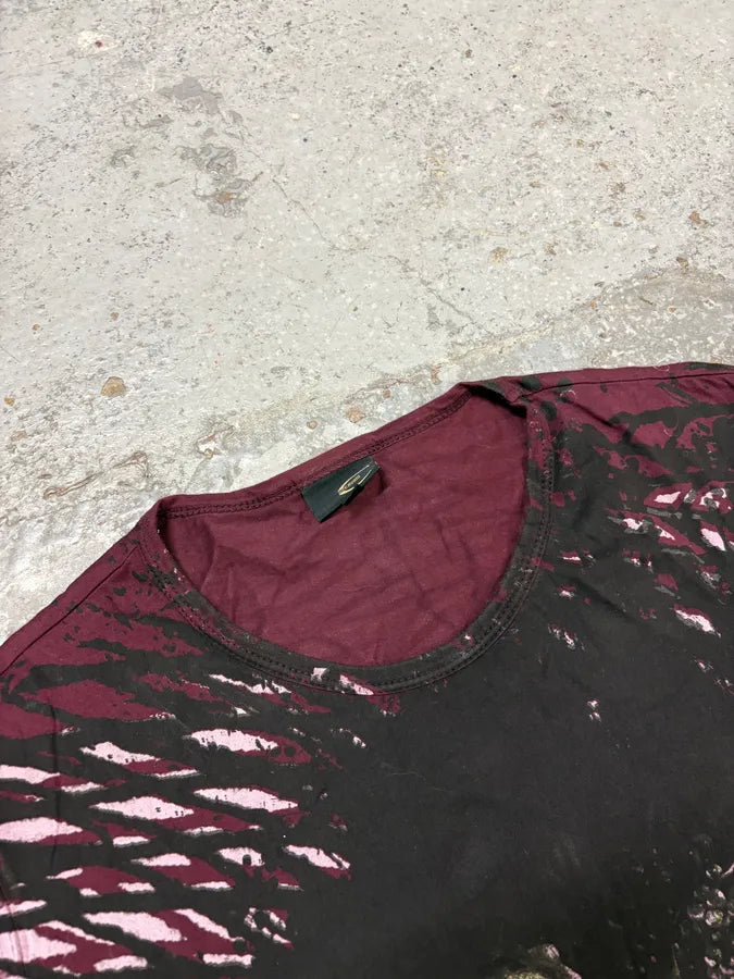 2000s Cavalli Bordeaux & Black Cherub T-Shirt HMSudwE 4