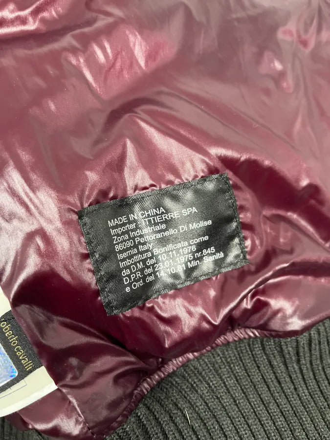 2000s Cavalli Bordeaux Nylon Fur Collar British Puffer Jacket iSlGSbe 12