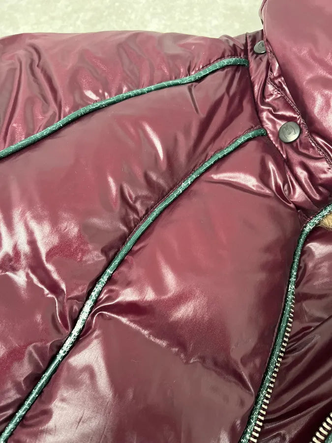 2000s Cavalli Bordeaux Nylon Fur Collar British Puffer Jacket iSlGSbe 7