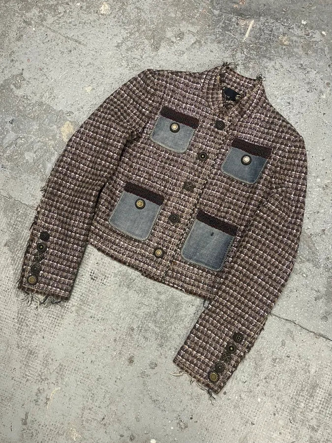 AW2005 Cavalli Boxy Tweed Light Jacket JcWiGlW 3