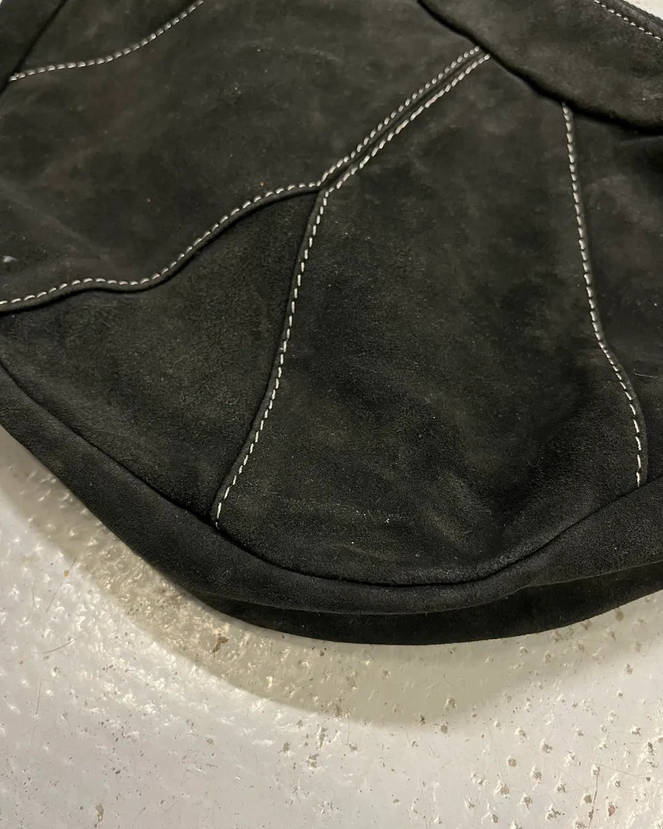 2000s Cavalli Braided Brown Leather Strap Black Suede Shoulder Bag DYiLJYe 6