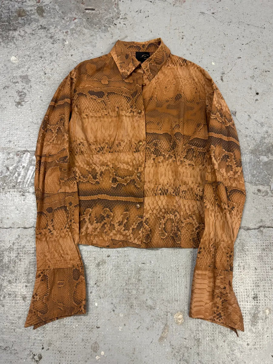 2000s Cavalli Bronze Snake Print Shirt IdkCgGZ 0