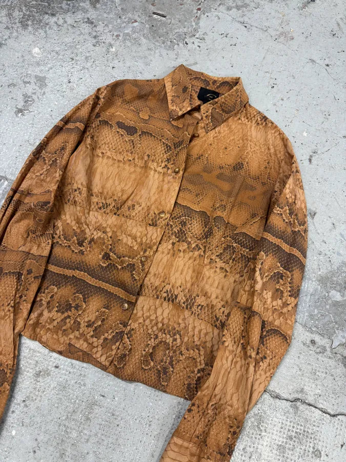 2000s Cavalli Bronze Snake Print Shirt IdkCgGZ 1