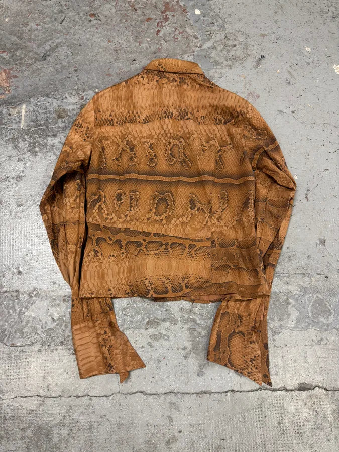 2000s Cavalli Bronze Snake Print Shirt IdkCgGZ 3