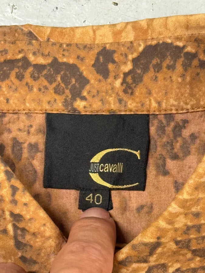 2000s Cavalli Bronze Snake Print Shirt IdkCgGZ 4