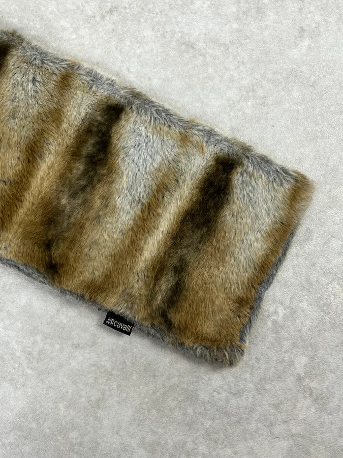 2000s Cavalli Brown & Beige Fur Scarf jsVtGJM 4