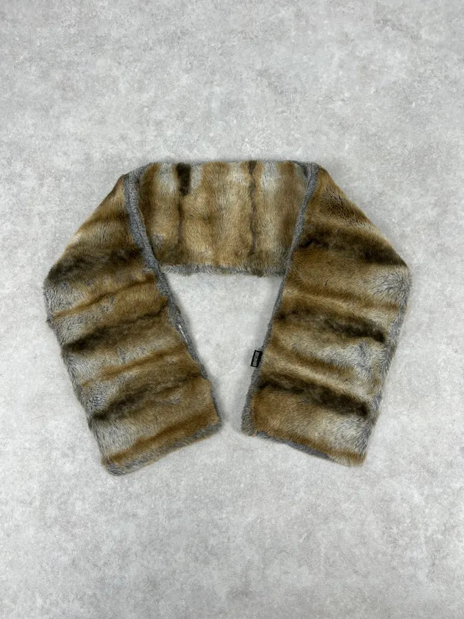 2000s Cavalli Brown & Beige Fur Scarf jsVtGJM 1