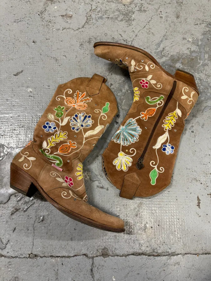 2000s Cavalli Brown Cow-Boy Ankle Leather Boots (40eu/us7) GpOrcFe 0