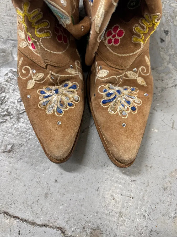 2000s Cavalli Brown Cow-Boy Ankle Leather Boots (40eu/us7) GpOrcFe 3