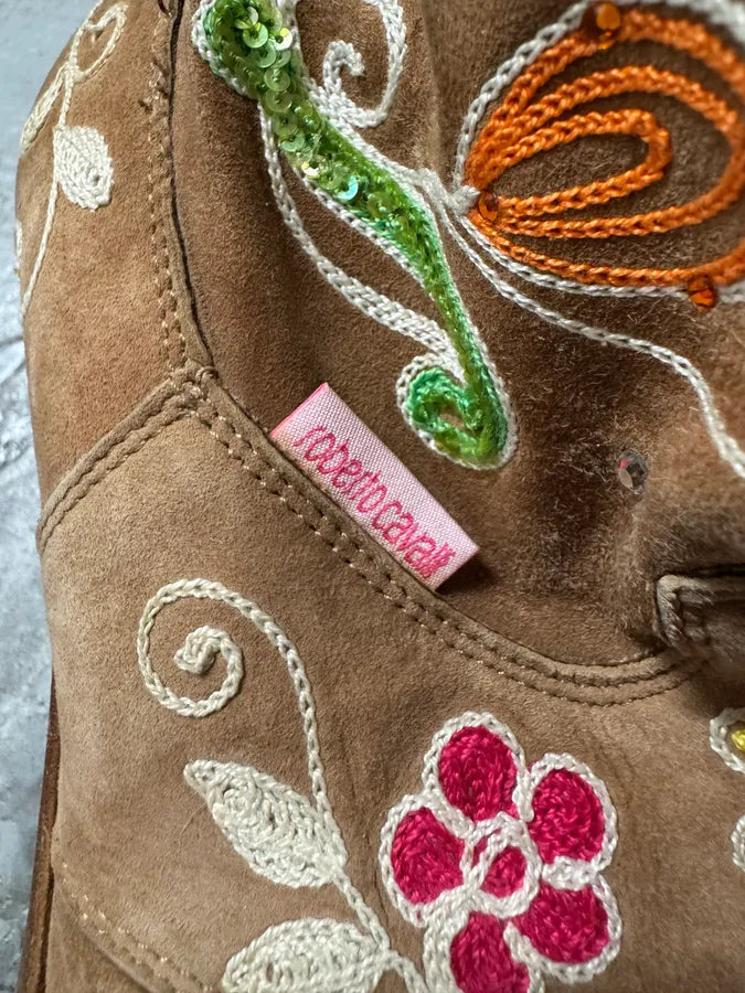 2000s Cavalli Brown Cow-Boy Ankle Leather Boots (40eu/us7) GpOrcFe 5