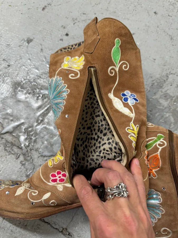 2000s Cavalli Brown Cow-Boy Ankle Leather Boots (40eu/us7) GpOrcFe 6