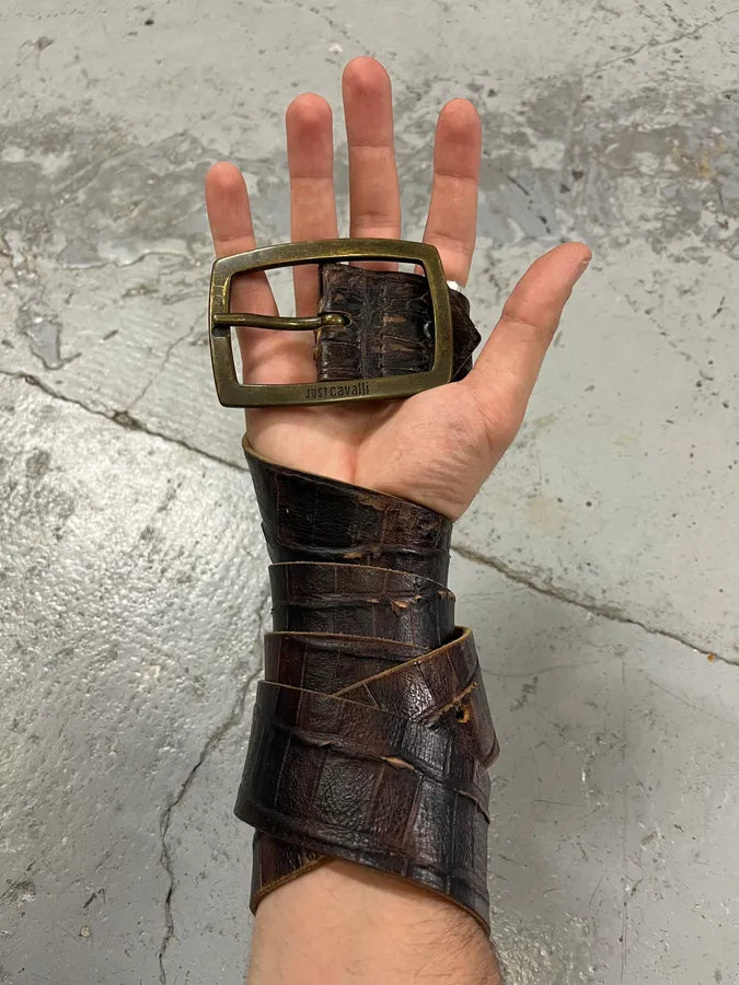 2000s Cavalli Brown Crocodile Leather Belt CSiVhrP 0