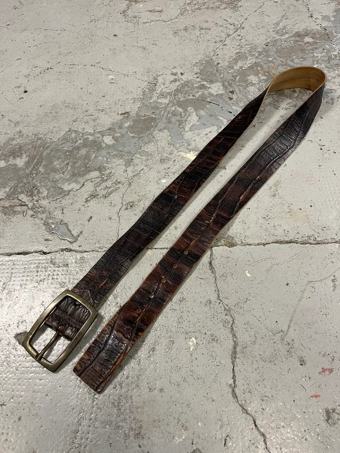 2000s Cavalli Brown Crocodile Leather Belt CSiVhrP 2