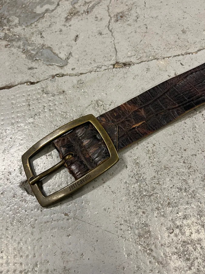 2000s Cavalli Brown Crocodile Leather Belt CSiVhrP 4