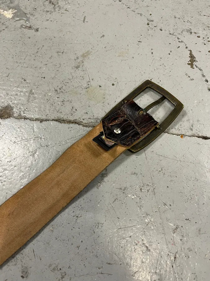 2000s Cavalli Brown Crocodile Leather Belt CSiVhrP 7