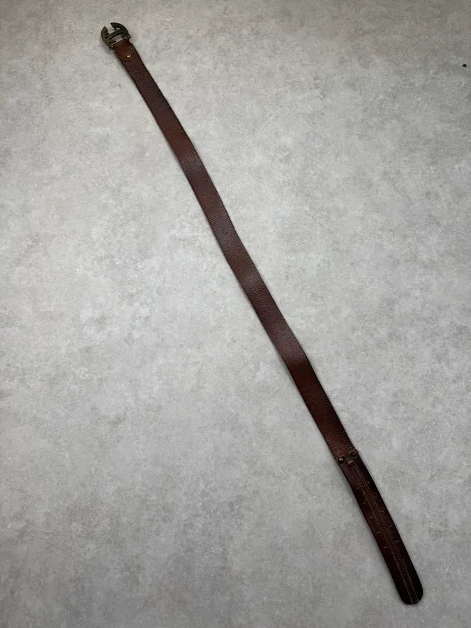 AW2007 Cavalli Brown Double Leather Logo Buckle Belt uLXctrj 6