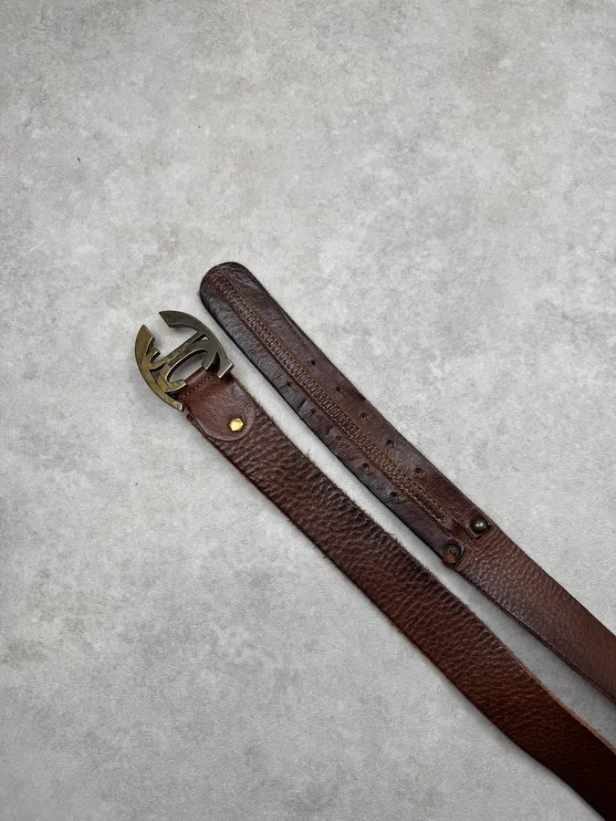 AW2007 Cavalli Brown Double Leather Logo Buckle Belt uLXctrj 3
