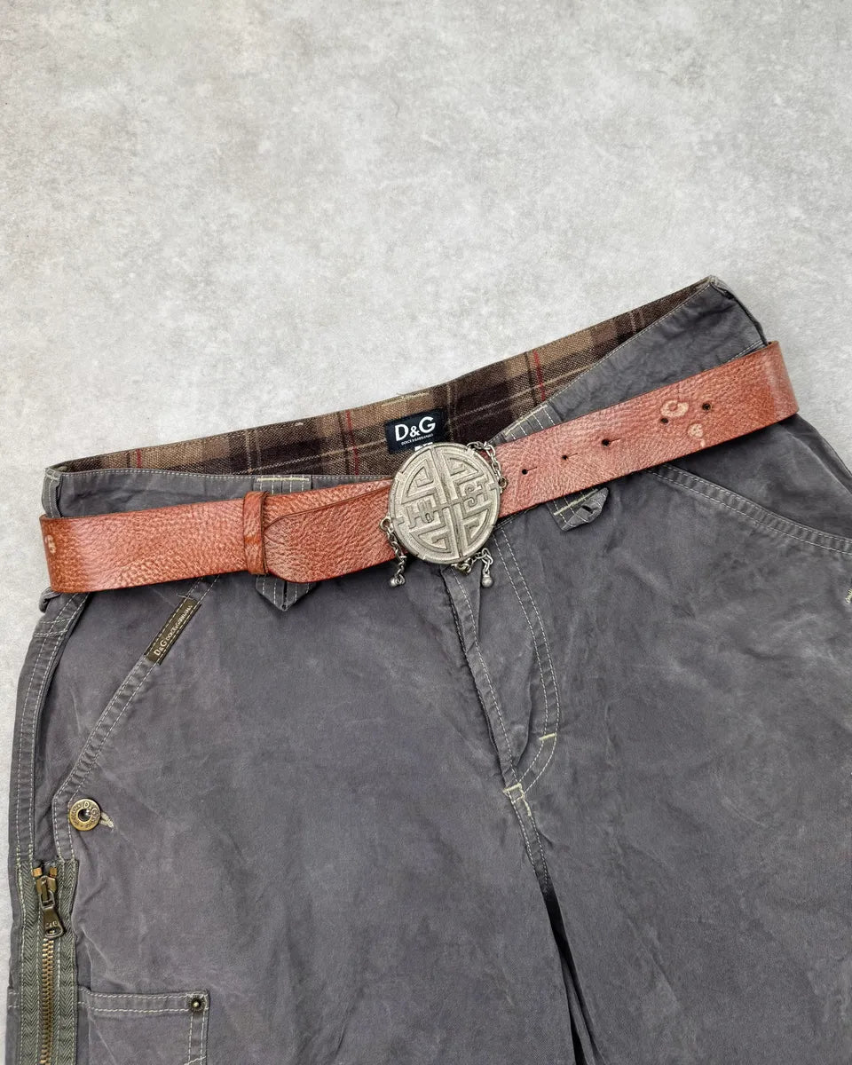 2000s Cavalli Brown Dust Leather Maze Belt  kBrVslR 0