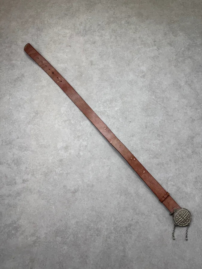 2000s Cavalli Brown Dust Leather Maze Belt  kBrVslR 7