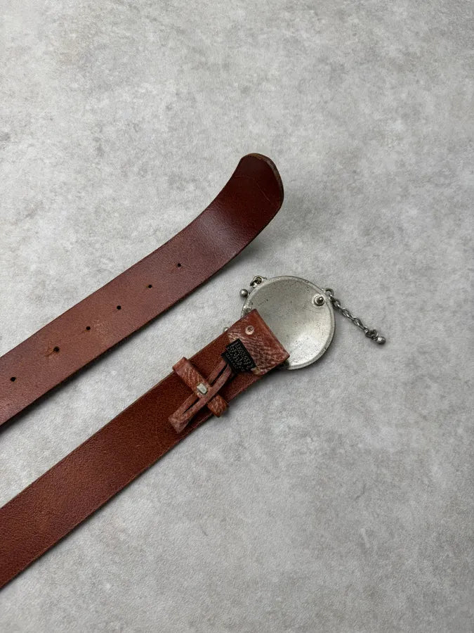 2000s Cavalli Brown Dust Leather Maze Belt  kBrVslR 4