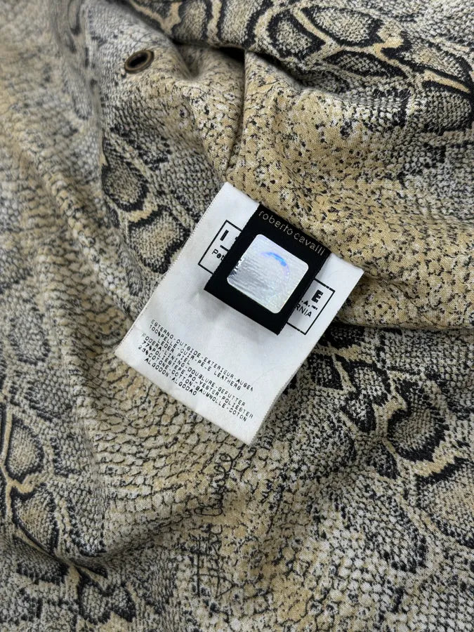 2000s Cavalli Brown Eroded Leather Buckle Jacket WLjZrGv 9